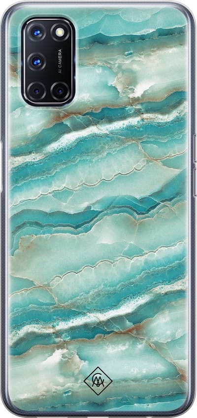 Casimoda® hoesje - Geschikt voor Oppo A92 - Mamer Azuurblauw - Siliconen/TPU - Blauw