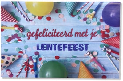 Lentefeest Wenskaart Ballonnen en Slingers - 12x17cm - Gevouwen kaart inclusief envelop