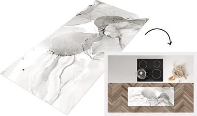 Keukenloper - Loper keuken - Marmer - Grijs - Zwart - 120x50 cm - Keukenloper vinyl