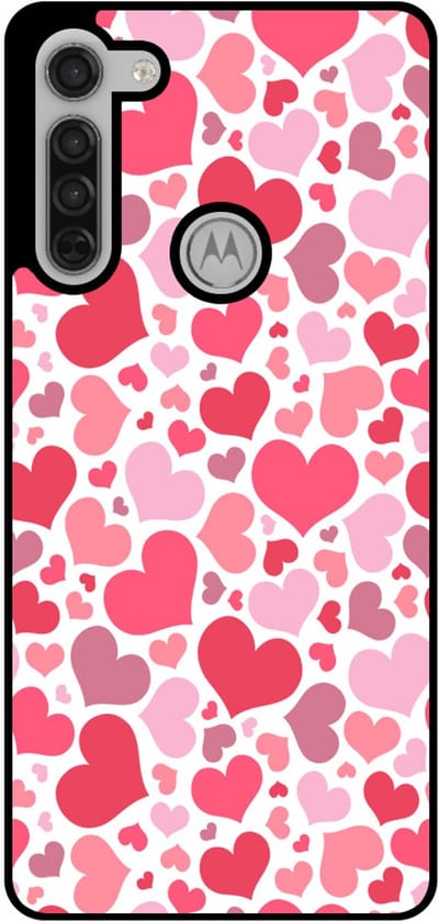 Smartphonica Telefoonhoesje Geschikt voor Motorola Moto G8 met Hartjes Print - Hearts Design TPU Backcover Case - Kinder Hoesje met Hartjes Design geschikt voor Motorola Moto G8