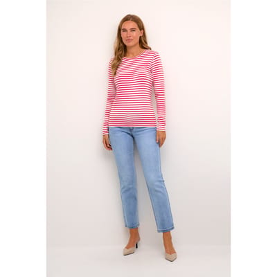 T-shirt met lange mouwen Regular fit Chalk / Virtual Pink Stripe pink white