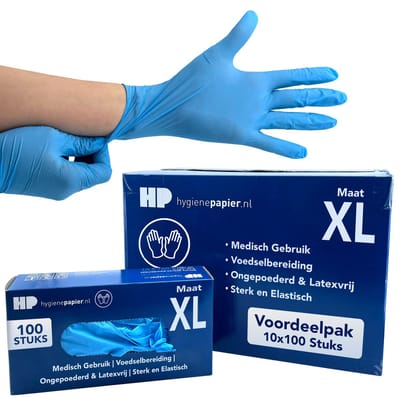 1000st Handschoenen soft nitril X-Large ongepoederd blauw