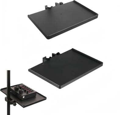 Dienblad met klembevestiging, microfoonhouder, audiokaarttablet, multifunctionele standaard voor directe overdracht, accessoires, multifunctioneel rek van kunststof (zwart)