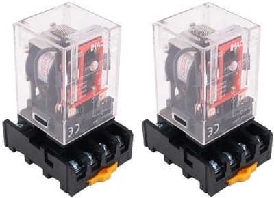 Ronte - Relais met dubbele wisselcontacten en 8 pins voet voor algemeen gebruik - AC 220V - Set van 2 stuks.