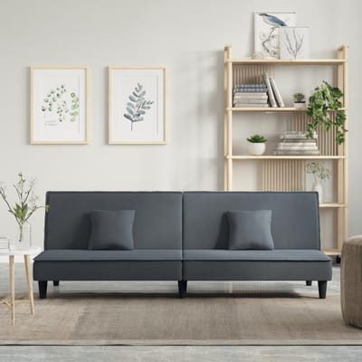Slaapbank Fluweel - Bank Bed - Zit en Slaap - Verstelbare Rugleuning - 200 cm - Donkergrijs