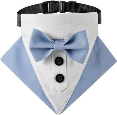 Hondenhalsband in smokingstijl - met strik - geschikt voor formele bruiloften - inclusief verstelbare strik - ook een geweldig verjaardagscadeau - blauw-M