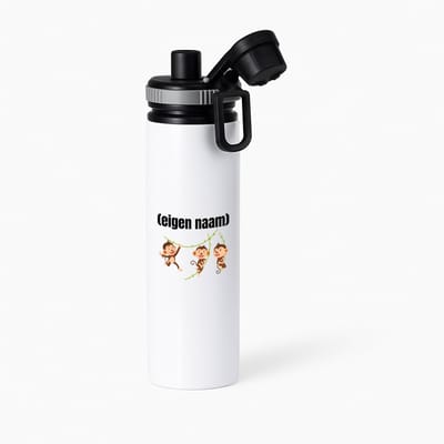 Hacebo® - slingerende aapjes met eigen naam waterfles met draaidop grijs - Aap - apen liefhebbers - iemand die houdt van apen - verjaardag - cadeau - kado - geschenk - water fles - 850ML