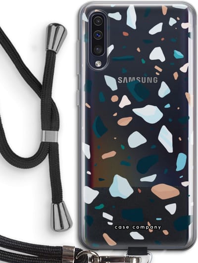Case Company® - Hoesje met koord geschikt voor Samsung Galaxy A50 hoesje met Koord - Terrazzo N°13 - Telefoonhoesje met Zwart Koord - Bescherming aan alle Kanten en Over de Schermrand