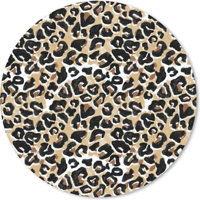 Muismat rond 20x20 cm - Mousepad Dierenprint - Panter - Bruin - Waterverf - Ronde muismatten