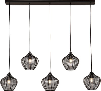 Olucia - PEPITA - Hanglamp - Zwart - 5L - Vorm: Overig
