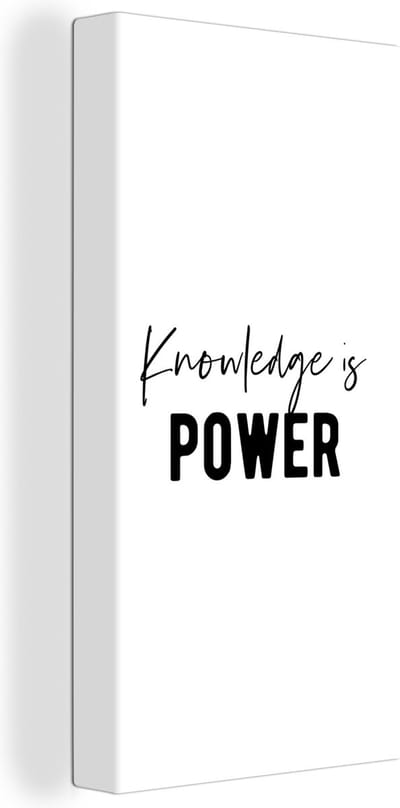 Canvas Schilderij Studenten - Kennis - Quotes - Zwart wit - 20x40 cm - Wanddecoratie