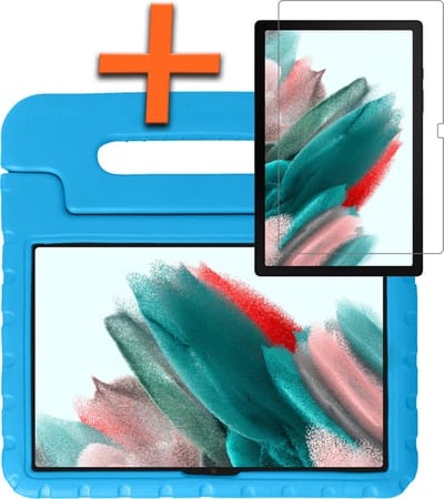 Hoesje - Geschikt voor Samsung Galaxy Tab A8 - Met Screenprotector - Kinderhoes Shockproof Bumper - Kidsproof Case - Tablet Hoes - Kinder Hoes Cover - Blauw