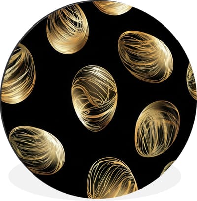 WallCircle - Wandcirkel - Muurcirkel - Eieren - Goud - Patroon - Aluminium - Dibond - 30x30 cm - Binnen en Buiten