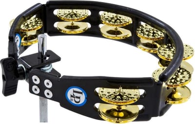 Latin Percussion LP179 Cyclops Dimpled Mountable Tambourine Brass Black