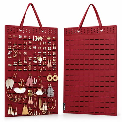 BOTC Hangende oorbellenorganizer en houder - tot 300 paar - Zacht materiaal - Oorbellenhanger - 1 stuk - Rood