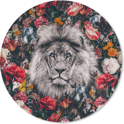 Muismat rond 20x20 cm - Mousepad Leeuwen - Bloemen - Kleur - Ronde muismatten