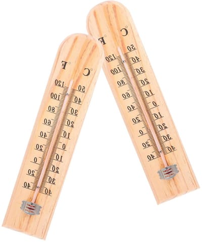 Houten Thermometer - Temperatuurmeter Kamer - Temperatuur Bewaken - Nauwkeurige Metingen - 26 cm Lengte - Kaki