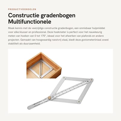 Dailygoods- Hoekmeter 0-170° - Roestvrij Staal - Goniometer-Liniaal - Multifunctionele Hoekzoeker - Lange Levensduur - Professionele Kwaliteit