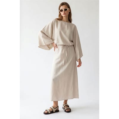 Dames Effen Textuur Maxi Jurk Met Strikdetail