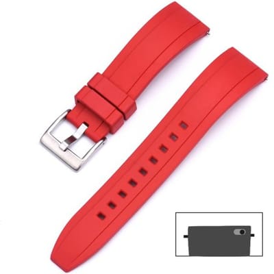 Bracelet de montre en caoutchouc FKM vulcanisé de qualité supérieure, 20mm, 22mm, 24mm, à dégagement rapide 22mm rouge
