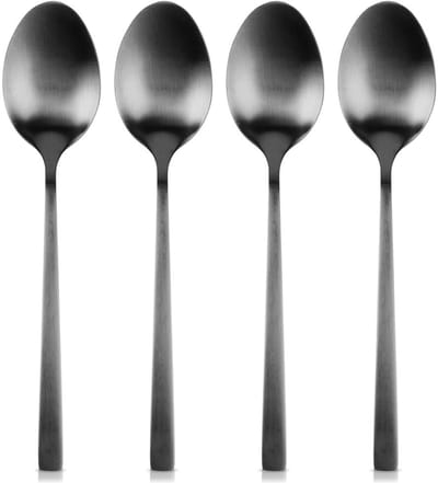 Theelepels Edelstaal Zwart 4 stuks - Theelepeltjes - Koffielepel - Theelepel - Lepels Set - Dinerlepels - Dessertlepels