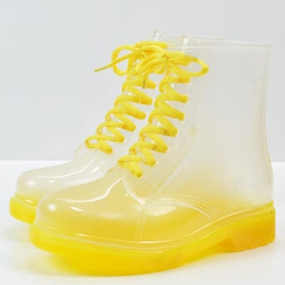 Dames Transparante Regenlaarzen Rubber Vetersluiting Dames Enkellaarzen Waterdicht Casual Comfort Dames Laarzen Schoenen 39 yellow