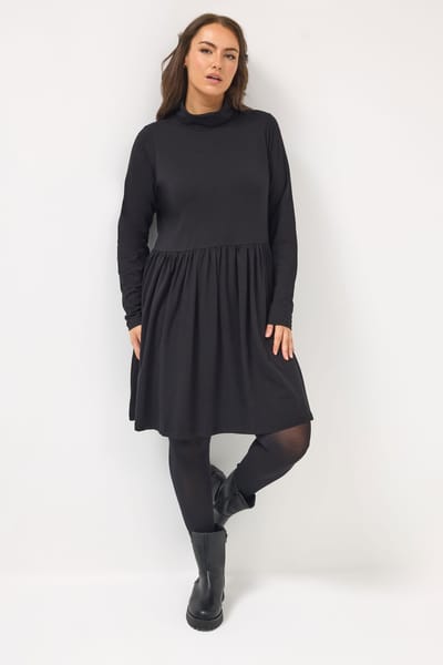 Yours Zwarte Peplum Minijurk Met Col Size 50-52