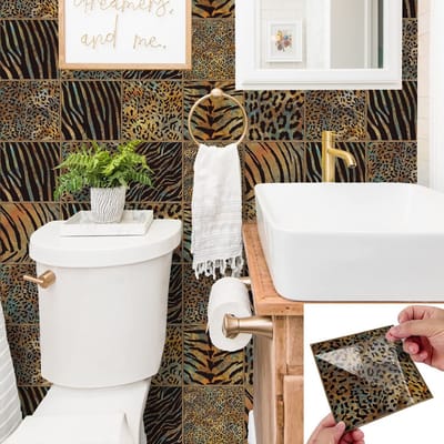 Allecto - Leopard Print Tegelstickers - Zelfklevend voor Keuken en Badkamer - 10Pcs 15cm - Tegelstickers - Uniek design - Geschikt voor elke ruimte...