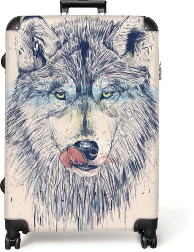 NoBoringSuitcases.com® - Koffer groot - Reiskoffer lichtgewicht - Wolf - Dieren - Portret - Tong - Rolkoffer met 4 wielen - Grote trolley XL - 98 liter bagage