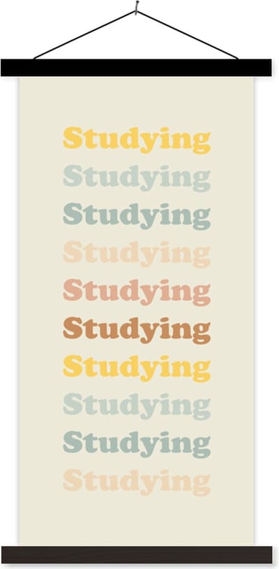 Posterhanger incl. Poster 40x80 cm - Schoolplaat - Motivatie - Quotes - Studenten - School - Textielposter - Zwarte latten