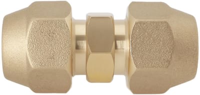 Dailygoods- Flared Union Connector - 3/8 Inch Messing - Geschikt voor 9mm/9,52mm Buitendiameter - Lengte 46,5mm - Voor Airconditioning - Nauwkeurige Verbindingen - Koelmiddelconnector