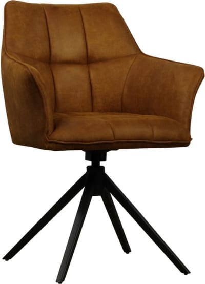 Eetkamerstoel Marly draaibaar - Bull Cognac - eetkamerstoelen set van 2