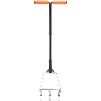 Aérateur de Pelouse Manuel Outil de Jardinage Acier Inoxydable Aérateur de Pelouse Semi-Assemblé avec 3 Dents Creuses pour l'Entretien de la Pelouse gray
