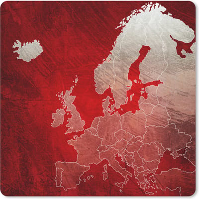 Muismat Kleurrijke kaart Europa - Painted red map of Europe with brush strokes muismat rubber - 23x19 cm - Muismat met foto