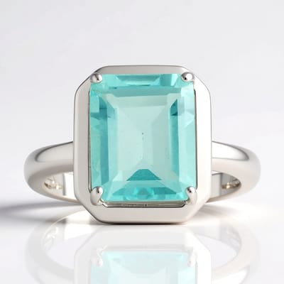 Cavill - Zilveren ring - 925 Sterling Zilver met Palladium - 3,273 ct Fluoriet - Achthoekig geslepen - Modern exclusief sieraad