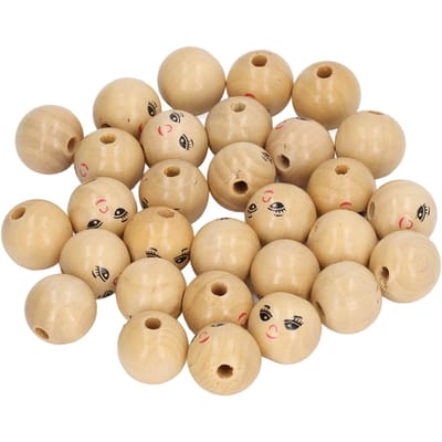 30 stuks Houten Smiley Gezicht Kralen Log Kleur DIY Ronde Houten Smiley Losse Kralen Cadeau Kinderen Kralen