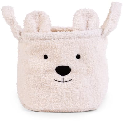 Childhome Opbergmand Teddy - 25x20x20 cm - Ecru - Speelgoedmand - Zachte Teddy-Stof