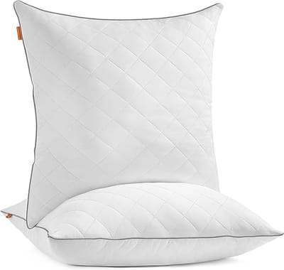 MAZAZU - Hoofdkussen - Set van 2 - Gekoeld - Wit - 80x80