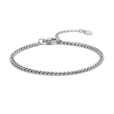 CO88 Collection 8CB-91285 Stalen Armbandje - Schakel Armband - Gourmette Schakel - 16,5+3cm - 3mm Breed - Staal - Zilverkleurig