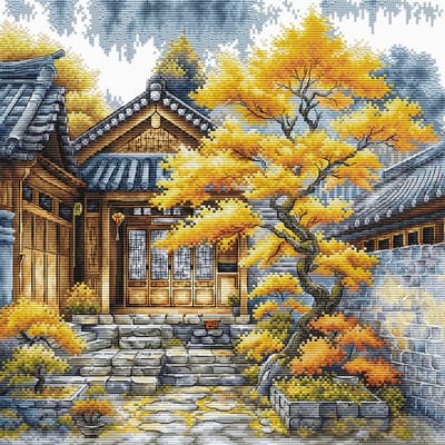Borduurpakket AVA Stitch - Golden Trees - Gouden Bomen - P118