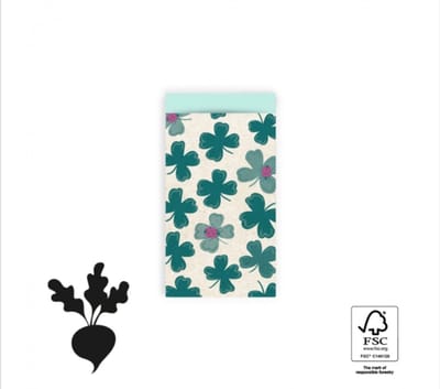 5x Cadeauzakjes Klaver 7x13cm - Uitdeelzakjes - traktatiezakje - zakje - trakteren - uitdelen - uitdeelzakjes - feestje - cadeau geven - makkelijk inpakken