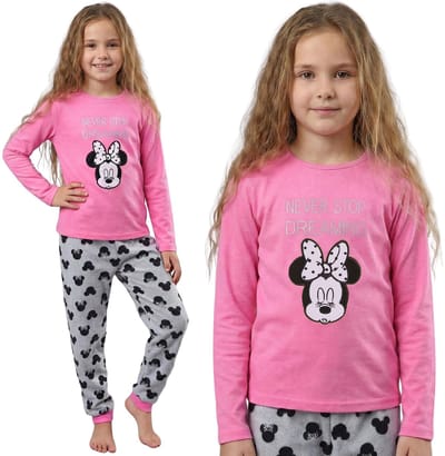 DISNEY Minnie Mouse Polar pyjama voor meisjes, tweedelig pyjama met lange mouwen, warm