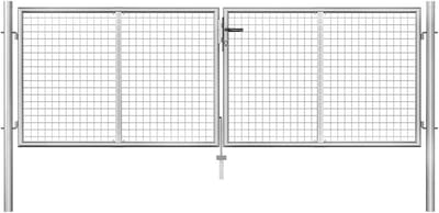 Tuinpoort Hek - Tuindeur Oprit - Veilige Afsluiting - Verzinkt Staal - 306x125 cm - Zilver