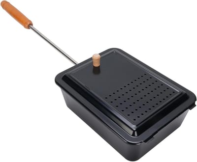 Popcorn Pan - Snack Maker - Thuis Snacks Maken - Hout Handvat - Compact Ontwerp - Zwart
