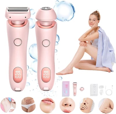 Haarscheerapparaat - 1 stuk - Elektrisch haarscheerapparaat - 2-in-1 voor nat en droog gebruik - 800mAh - Pijnloze ontharing - Afneembare kop - Geschikt voor bikinilijn, benen, armen en oksels - Roze