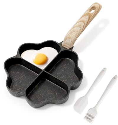Hartvormige Inductie Omelet Pan met 4 Gaten - Gezonde Kookpan voor het Ontbijt