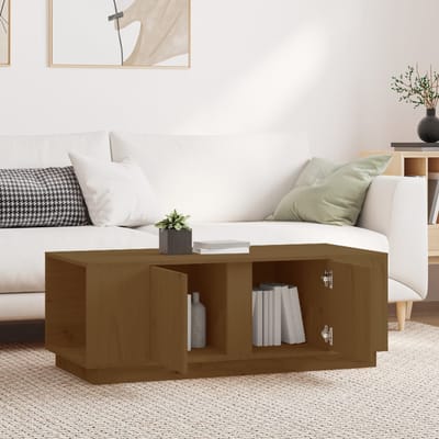 vidaXL - Salontafel - 110x50x40 - cm - massief - grenenhout - honingbruin