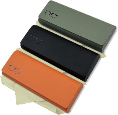 Driedelige Harde Brilhoes met Microvezeldoek – Lichtgewicht Brilbox van PU Leer voor Dames, Heren en Kinderen – Zonnebril Etui en Bescherming