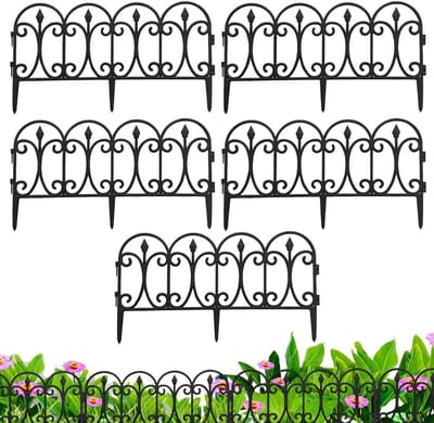 Tuinrand Afscheiding - Gazonrand Decoratie - Buitenruimte Verfraaien - Tijdbesparende Montage - 5 Stuks - Zwart