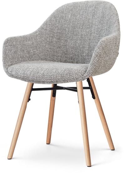 Nolon Nena-Mae Eetkamerstoel Grijs Blend - Houten Onderstel - Comfortabel - Stoffen - Armleuning - Scandinavisch